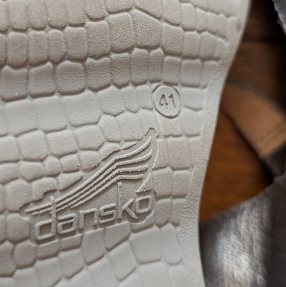 Dansko Marcy Metallic Gray Peep-Toe Sandals - Picture 9 of 9